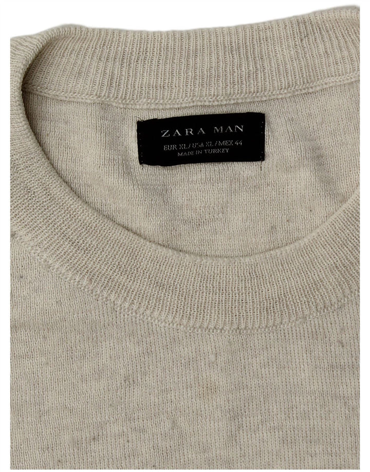 Zara Herren-Pullover mit Rundhalsausschnitt, XL, Grau