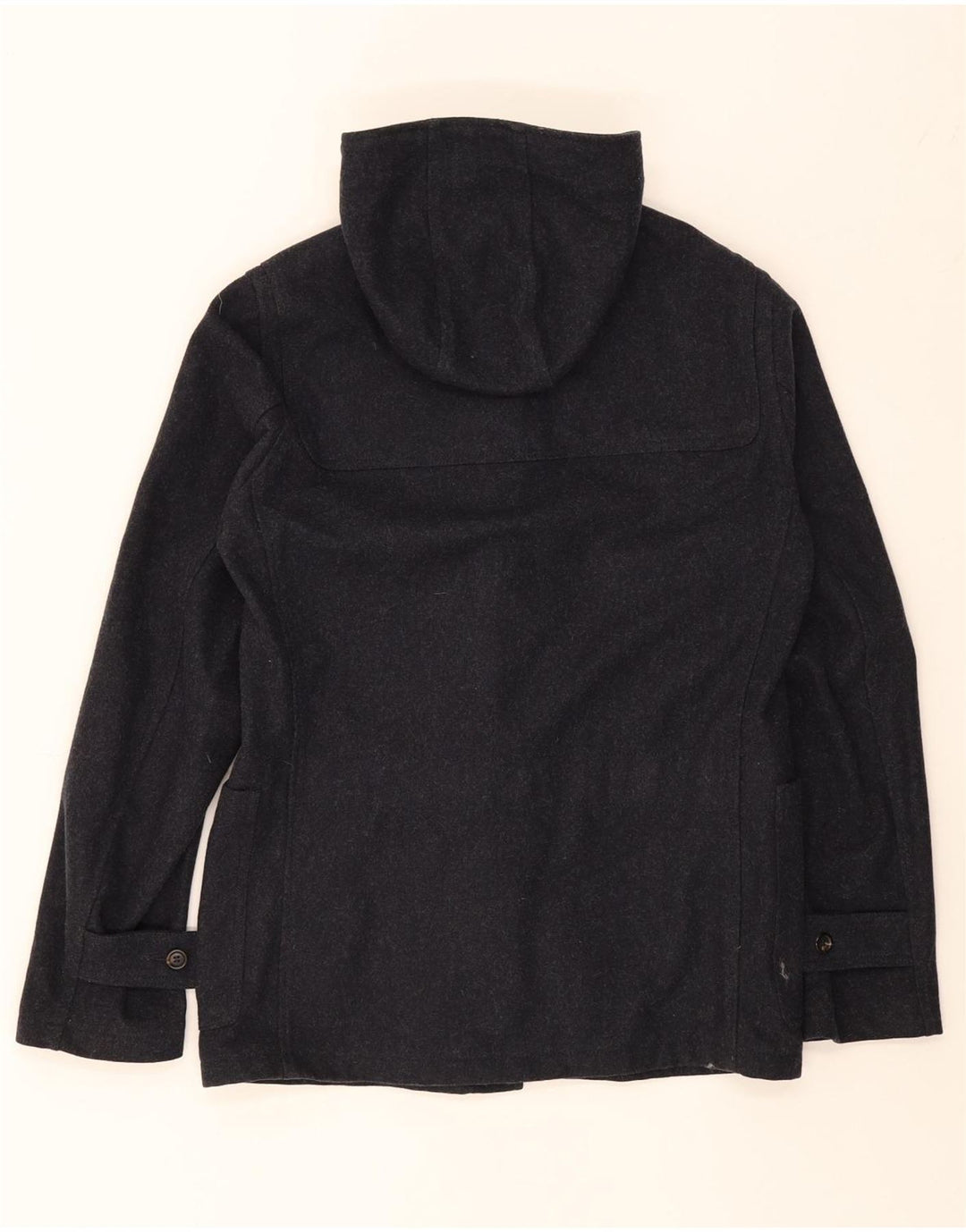 BENETTON Womens Hooded Duffle Coat IT 48 XL Navy Blue Wool Vintage Benetton and Second-Hand Benetton from Messina Hembry 