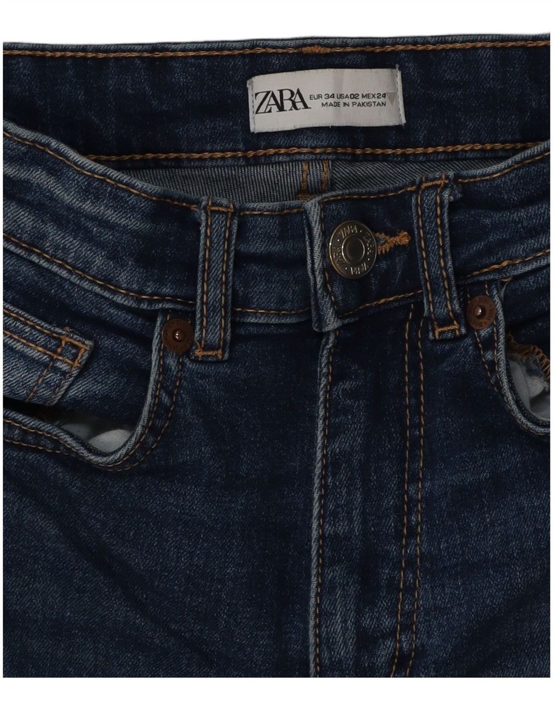 Zara Damen Schlagjeans EU 34 2XS W24 L25 Blaue Baumwolle