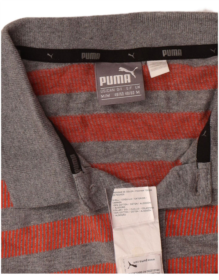 PUMA Herren-Poloshirt, mittelrot, gestreift, Baumwolle