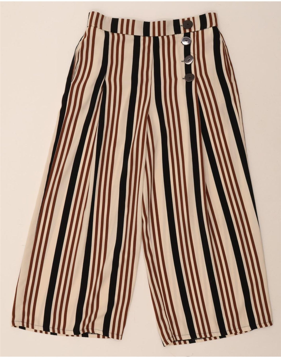 ZARA Womens Flare Capri Trousers Large W32 L26 Multicoloured Striped Vintage Zara and Second-Hand Zara from Messina Hembry 