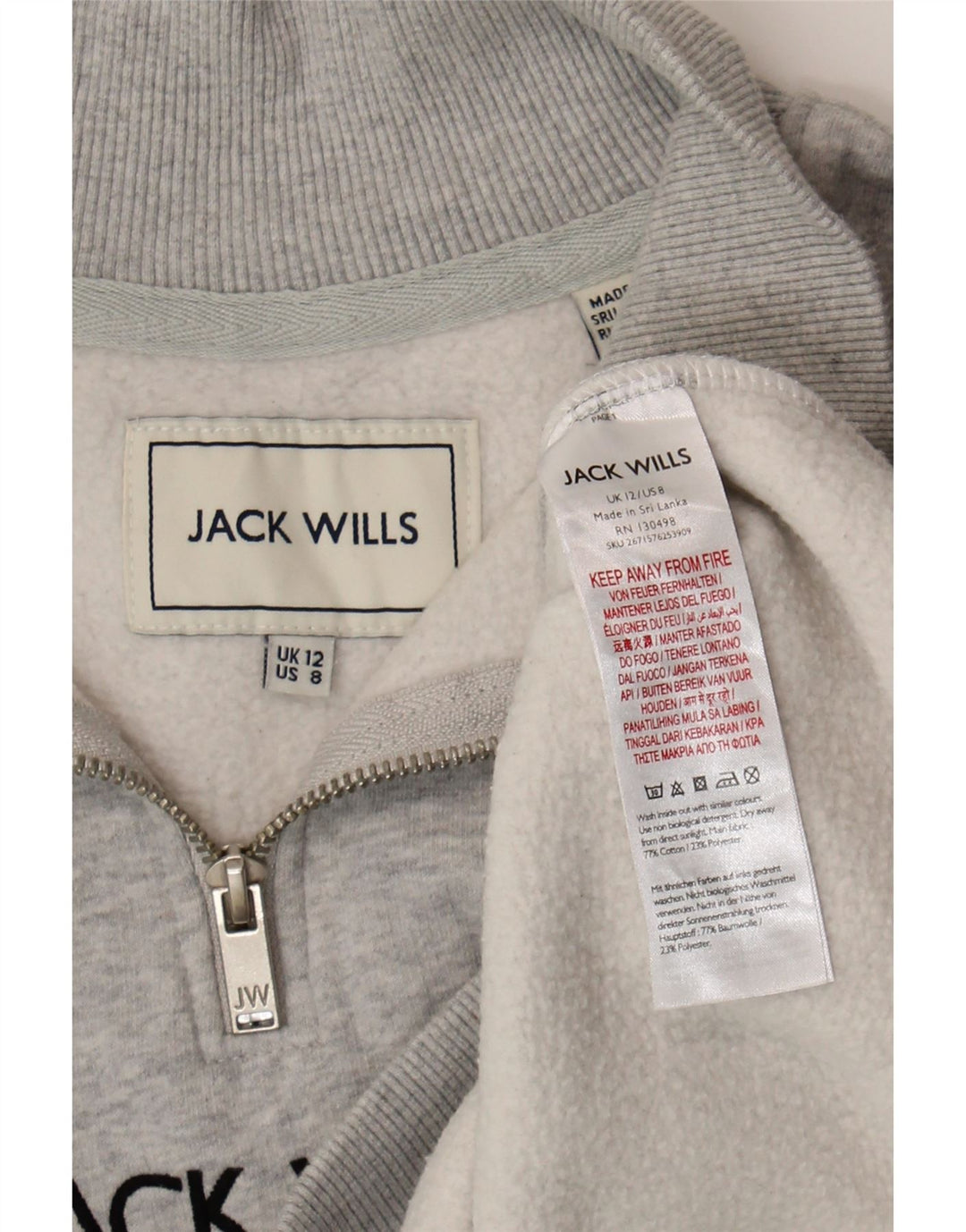 Jack Wills Damen-Sweatshirt in Übergröße mit Grafik, UK 12, Mittelgrau