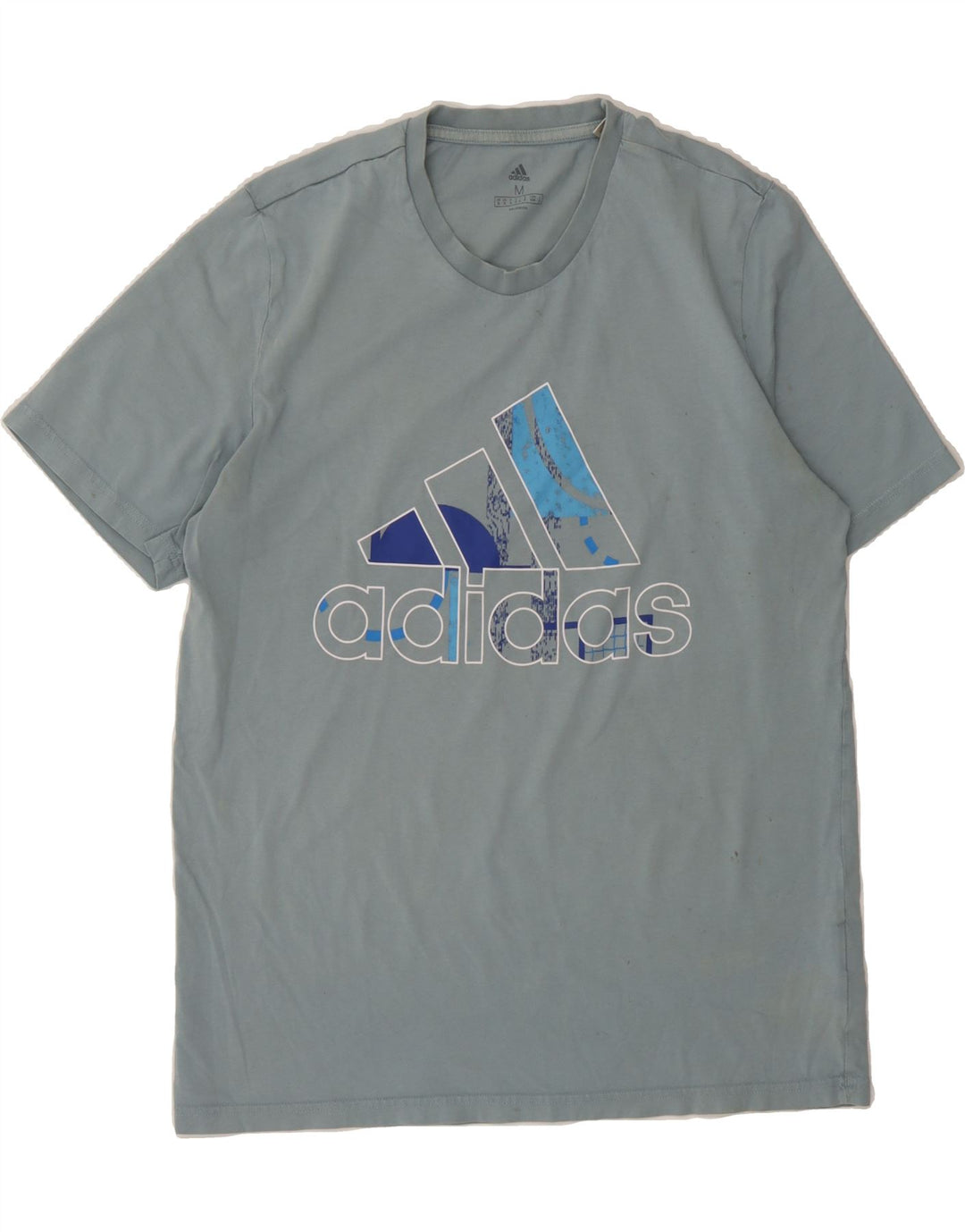 ADIDAS Mens Graphic T-Shirt Top Medium Blue Cotton Vintage Adidas and Second-Hand Adidas from Messina Hembry 