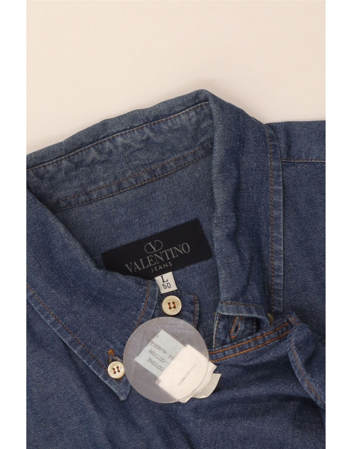 Valentino Herrenhemd, groß, aus blauer Baumwolle