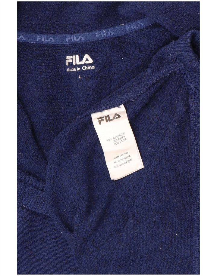 FILA Herren-Sweatshirt mit Reißverschluss am Hals, groß, marineblaues Polyester