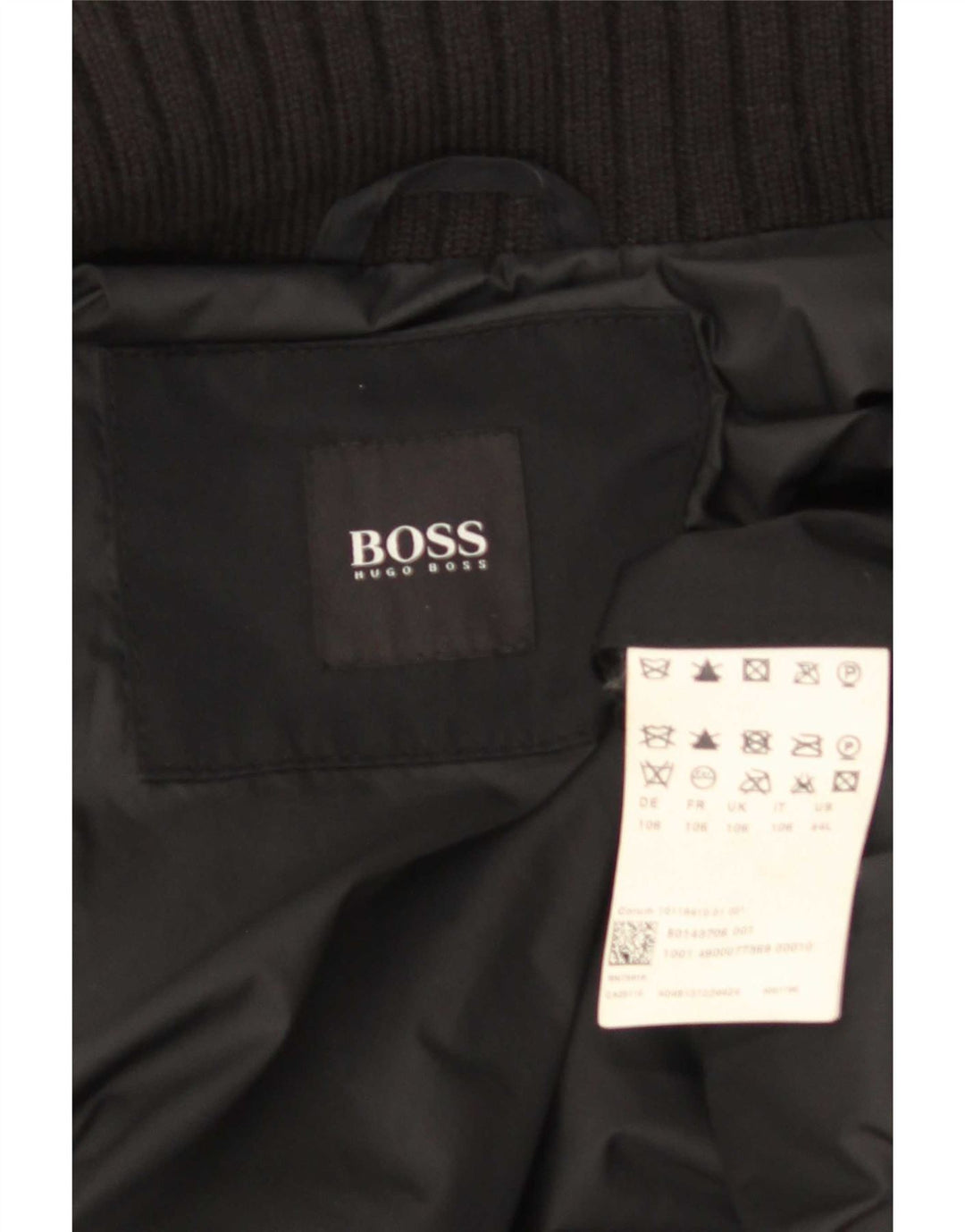 Hugo Boss Herrenmantel UK 42 XL Schwarz Polyester