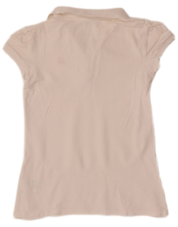 Benetton Girls Polo Shirt 11-12 Years 2XL White Cotton