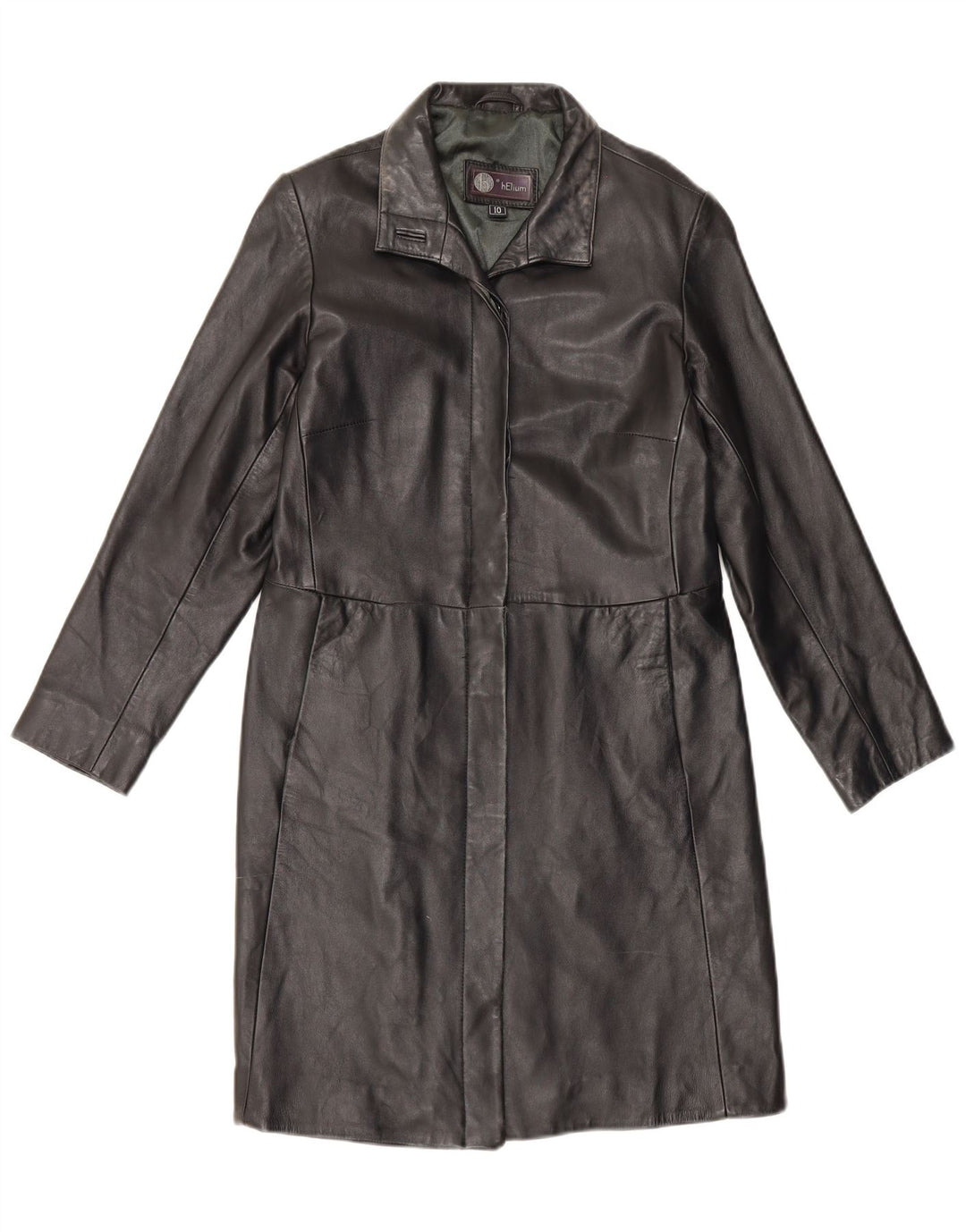 Helium Damen Ledermantel UK 10 Small Schwarz