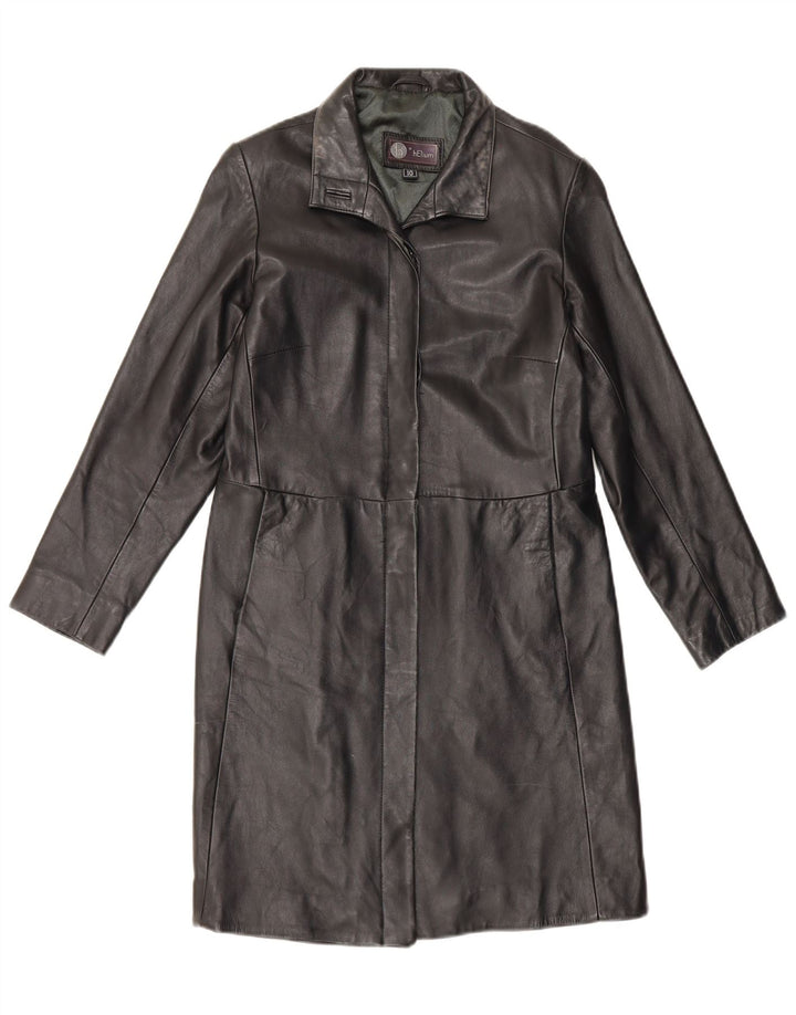 Helium Damen Ledermantel UK 10 Small Schwarz