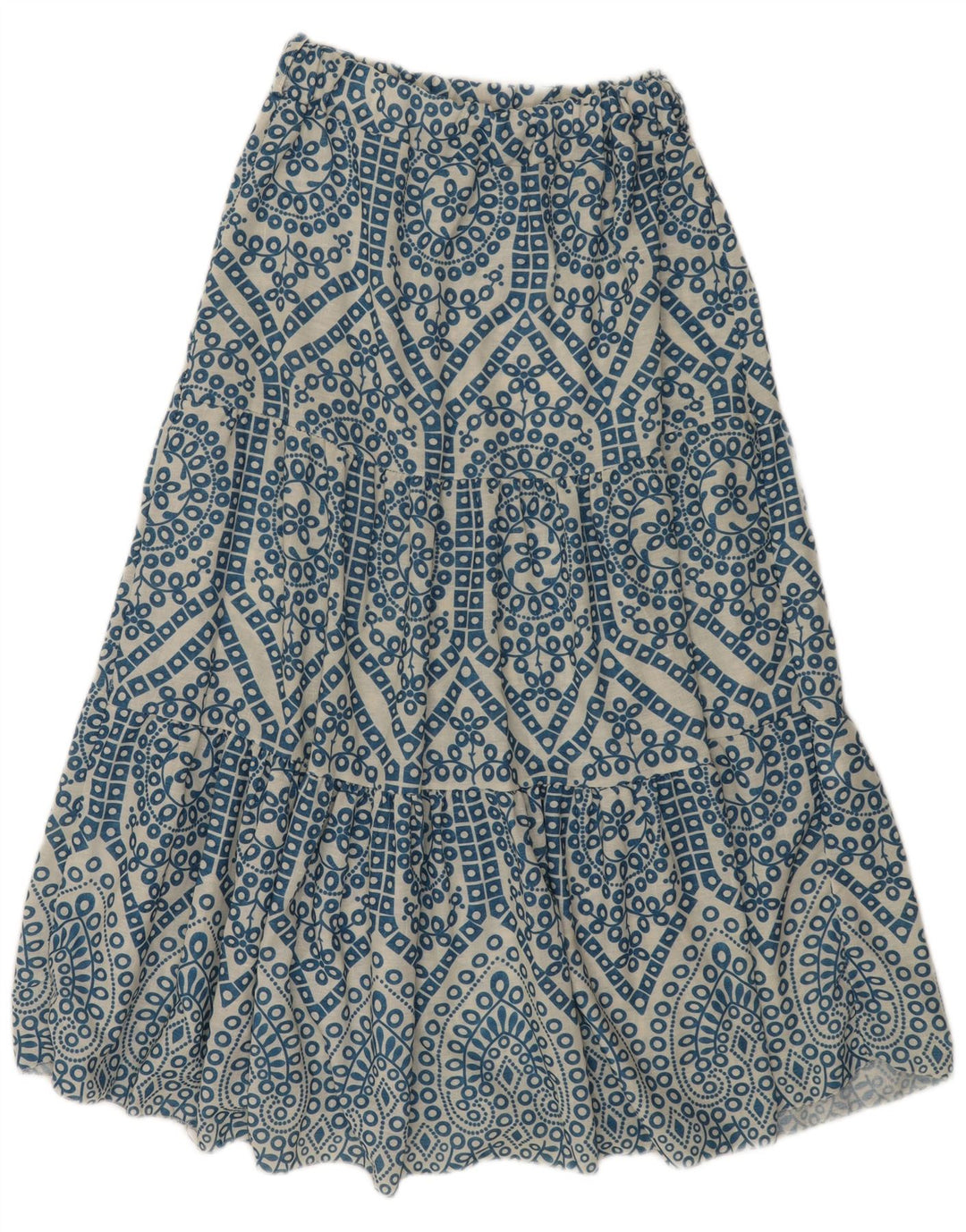 Vintage Damen Maxirock W28 Mittelblaue Paisley-Viskose