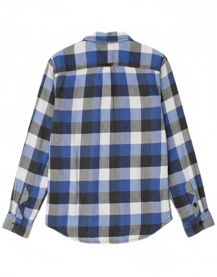 VANS Boys Flannel Shirt 10-11 Years Medium Blue Check Cotton