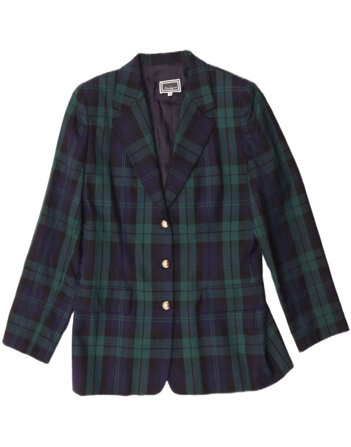 LUISA SPAGNOLI Damen Blazer Jacke IT 46 Large Green Plaid Classic