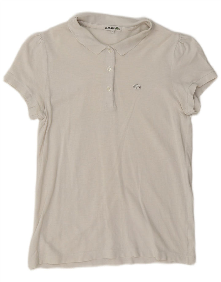 Lacoste Damen-Poloshirt, Größe 42, große weiße Baumwolle