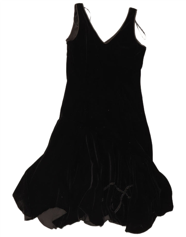 Simon Jeffrey Damen Ärmelloses asymmetrisches Kleid UK 12 Medium Schwarz