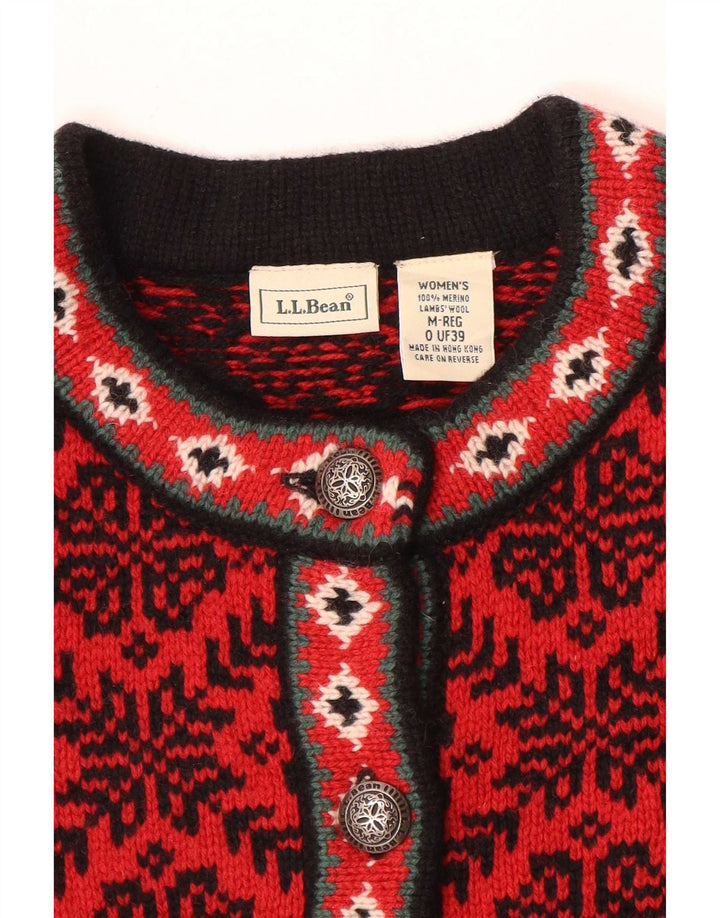 L.L.Bean Damen-Cardigan-Pullover UK 14 Mittelrote Fair-Isle-Wolle