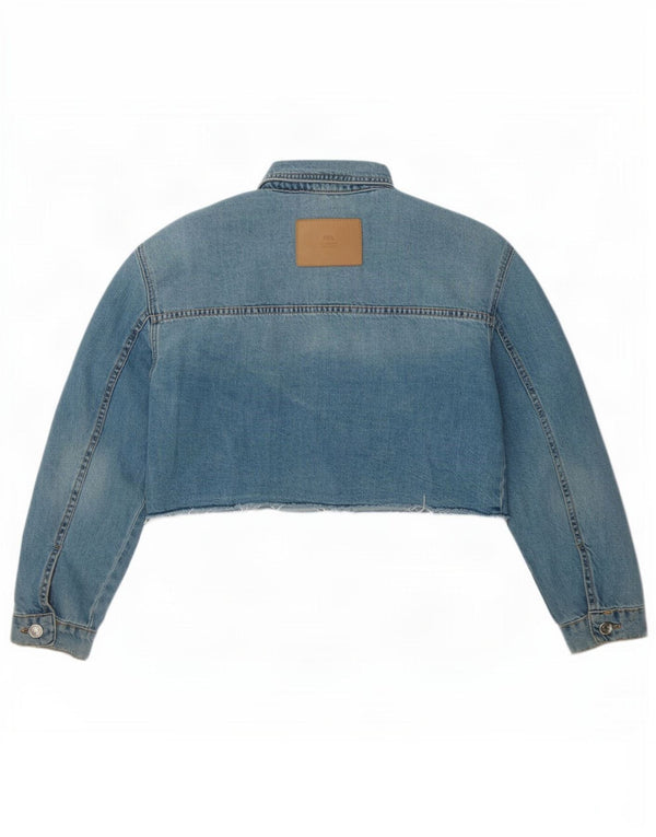 Zara Crop Jeansjacke für Mädchen, 11–12 Jahre, blaue Baumwolle