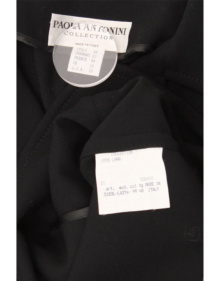 Paola Antonini Damen 3-Knopf-Blazerjacke UK 16 Große schwarze Wolle