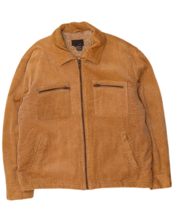 Zara Herren Sherpa Cordjacke UK 44 2XL Beige Baumwolle