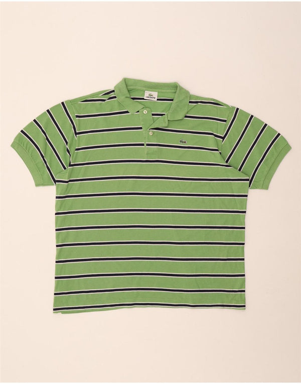 Lacoste Herren-Poloshirt, Größe 7 2XL, grün gestreift, Baumwolle