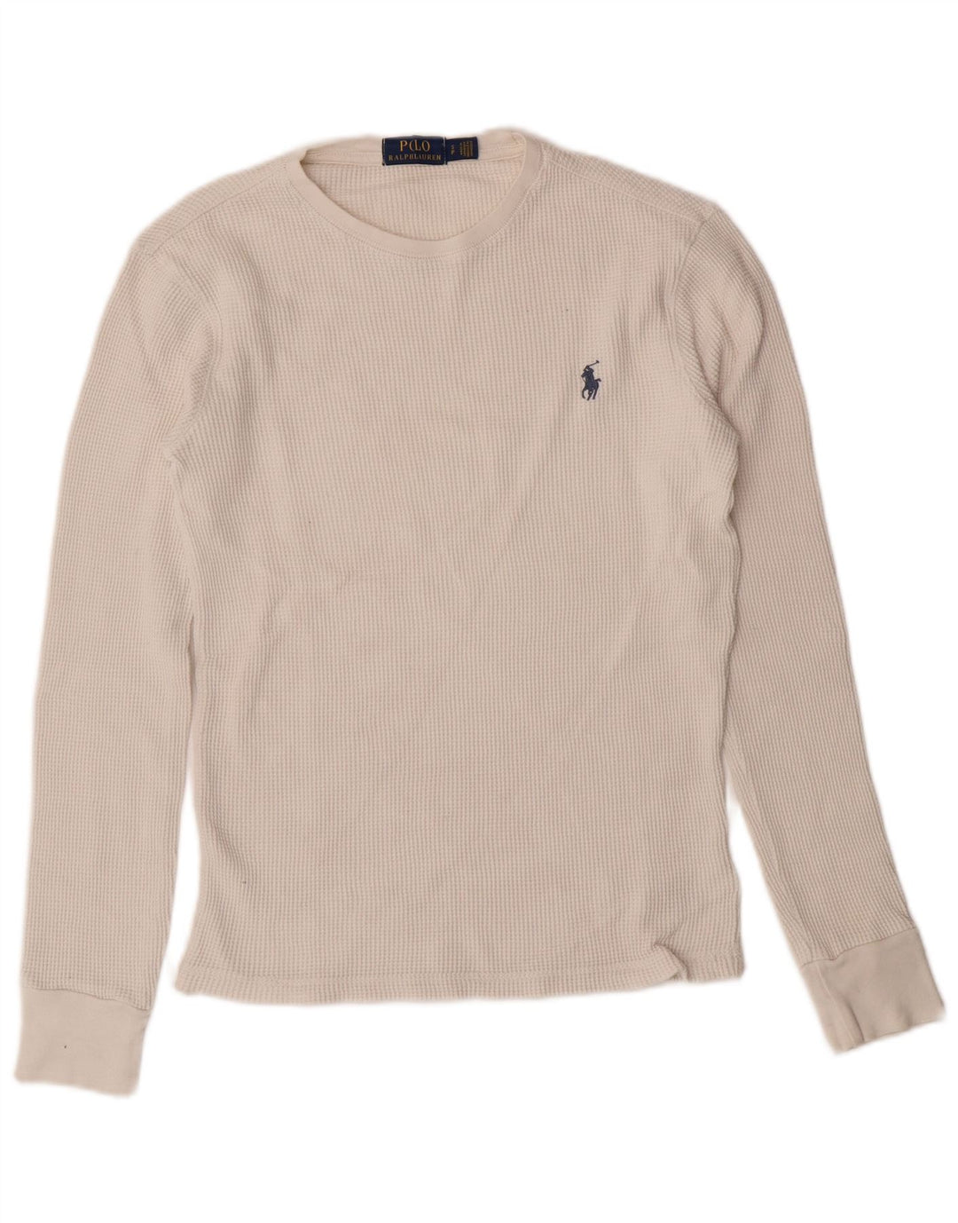 Polo Ralph Lauren Herren-Top, langärmelig, klein, weiße Baumwolle