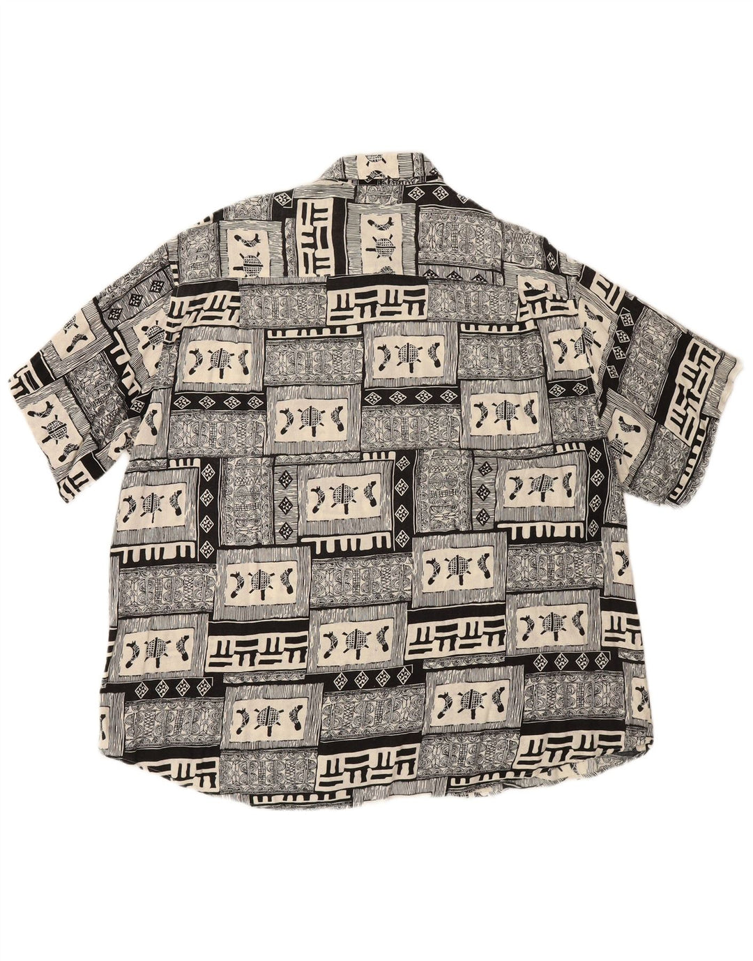 BOULEE Herren Kurzarmhemd Größe 45/46 2XL Schwarz Patchwork Viskose