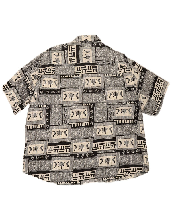 BOULEE Herren Kurzarmhemd Größe 45/46 2XL Schwarz Patchwork Viskose