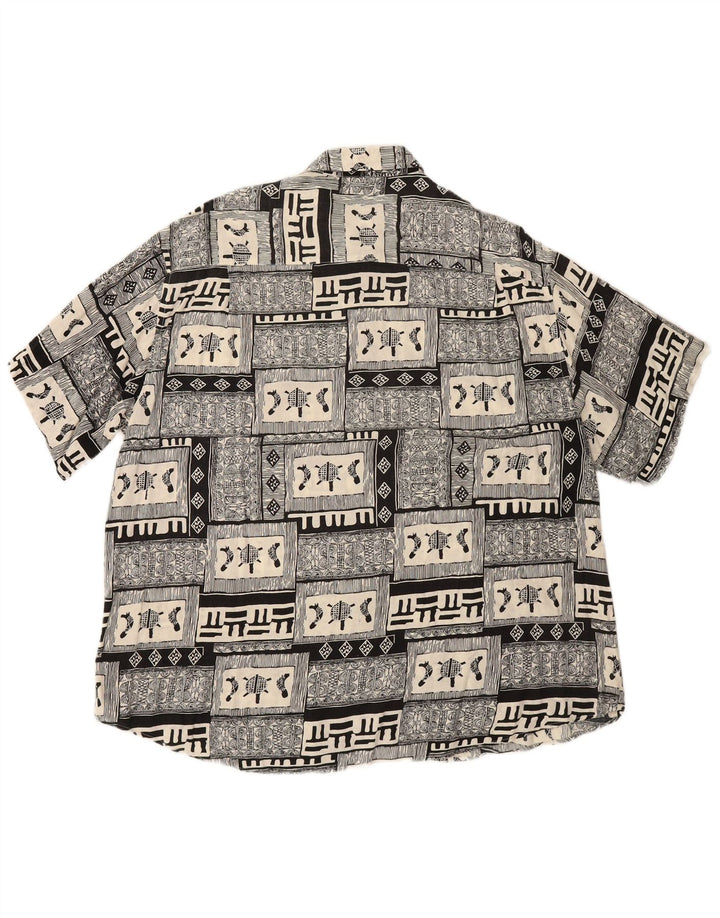 BOULEE Herren Kurzarmhemd Größe 45/46 2XL Schwarz Patchwork Viskose