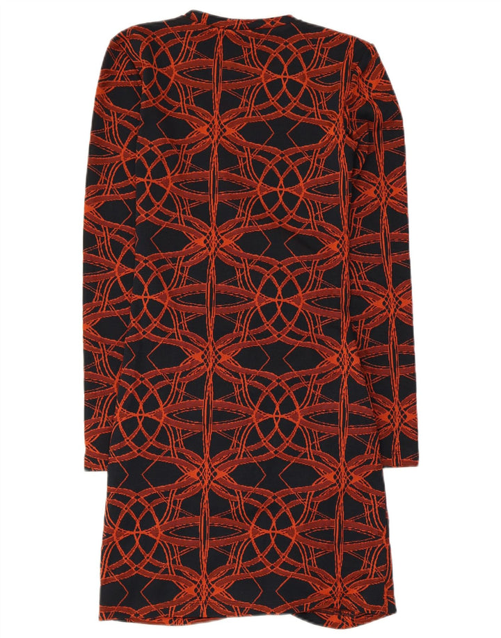 Zara Damen-Etuikleid mit abstraktem Muster, langärmelig, Gr. 8, Schwarz