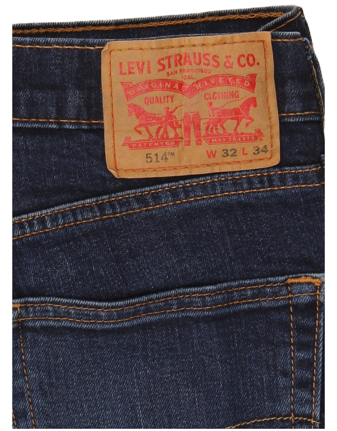 Levi's Herren 514 Straight Jeans W32 L34 Marineblaue Baumwolle