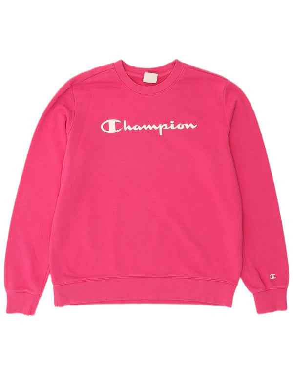 Champion Damen Grafik-Sweatshirt-Pullover UK 16 Large Rosa Baumwolle