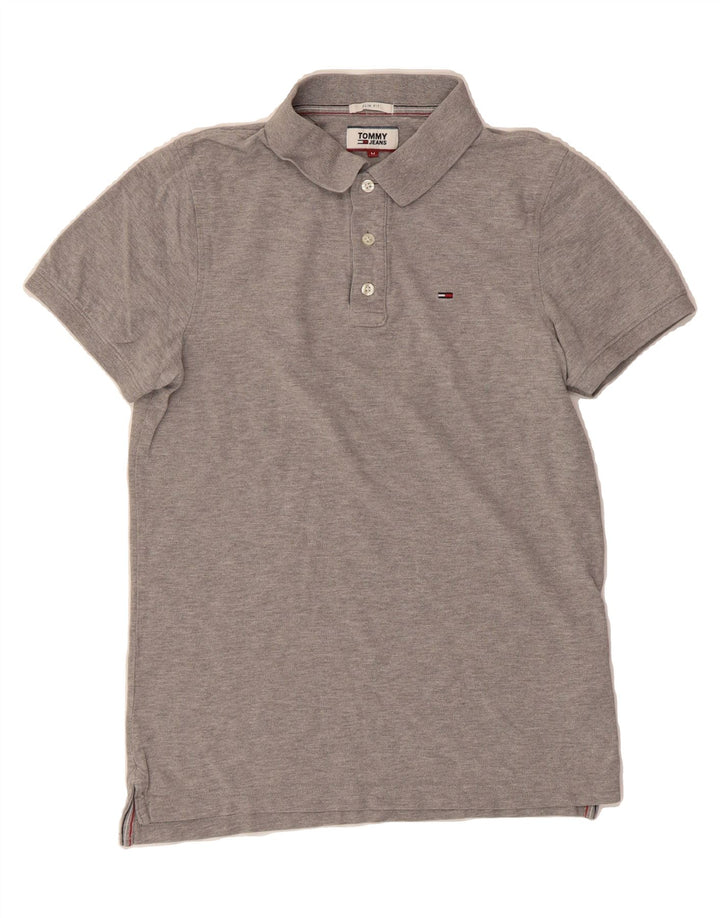 TOMMY HILFIGER Mens Slim Fit Polo Shirt Medium Grey Cotton Vintage Tommy Hilfiger and Second-Hand Tommy Hilfiger from Messina Hembry 