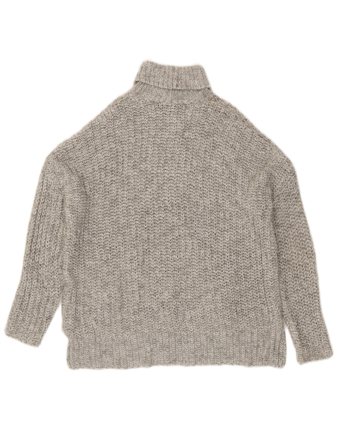 Zara Damen-Pullover mit Rollkragen, übergroß, Gr. 14, Mittelgrau meliert