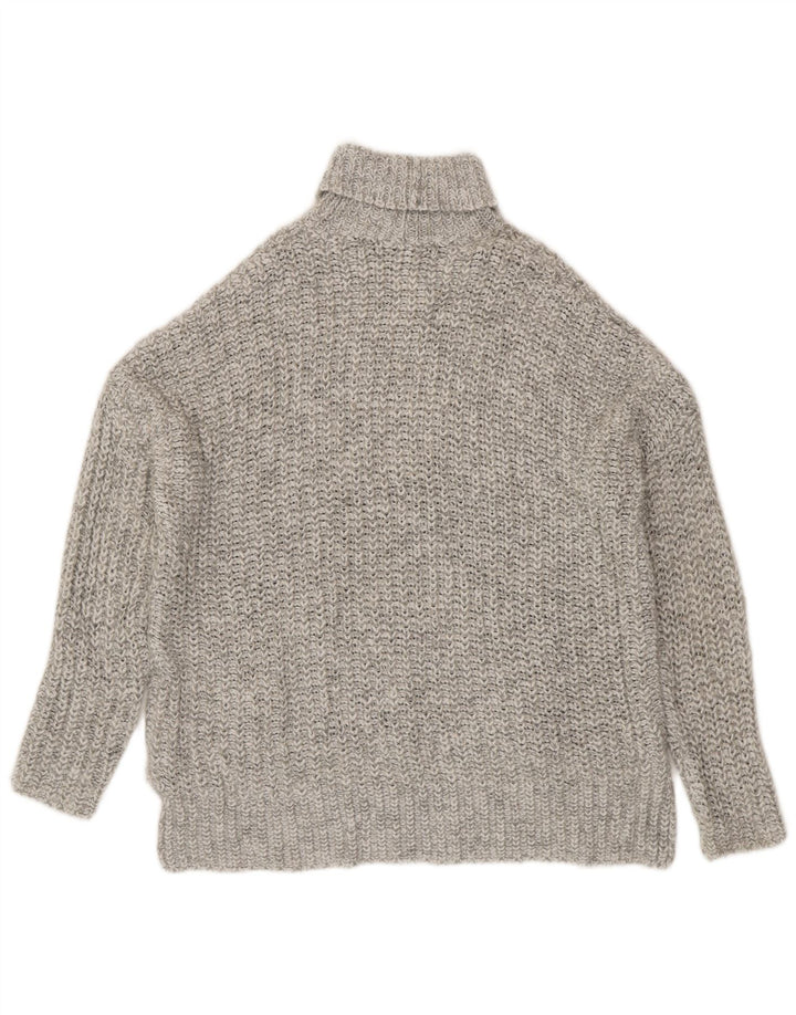 Zara Damen-Pullover mit Rollkragen, übergroß, Gr. 14, Mittelgrau meliert