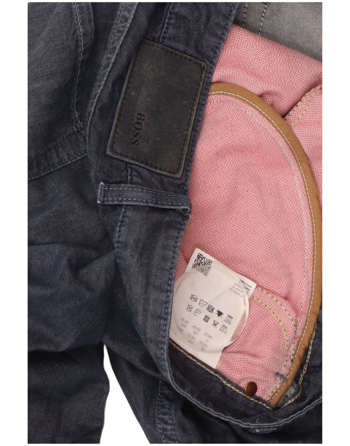 HUGO BOSS Gerade Chino-Hose für Herren, W34, L32, marineblaue Baumwolle