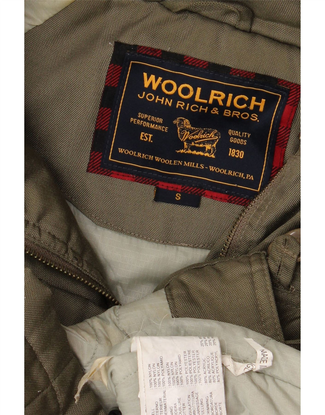 Woolrich Damen-Parkajacke mit Kapuze, UK 10, Small, Khaki, Nylon