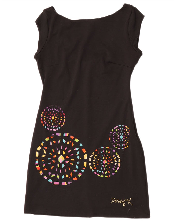Desigual Womens Graphic Shift Dress UK 14 Large Schwarz Geometrisch