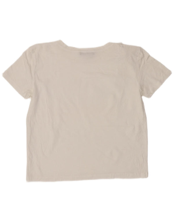 Zara Damen Crop T-Shirt Top UK 10 Small Weiß