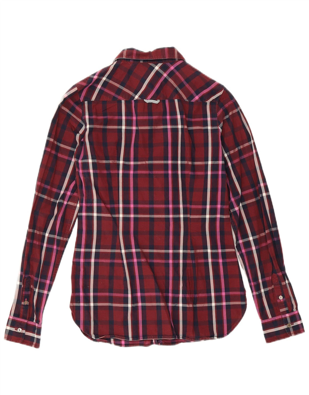 Tommy Hilfiger Damen-Hemd, tailliert, US 4, klein, Burgunderrot, kariert, Baumwolle