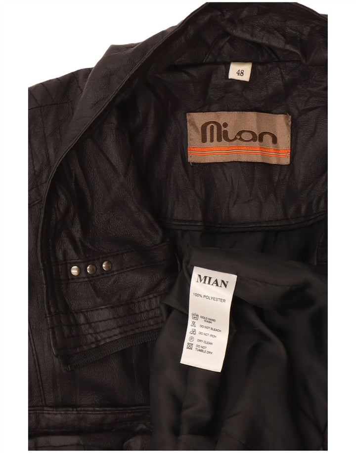 Vintage Herren Kunstlederjacke IT 48 Mittelschwarzes Polyester