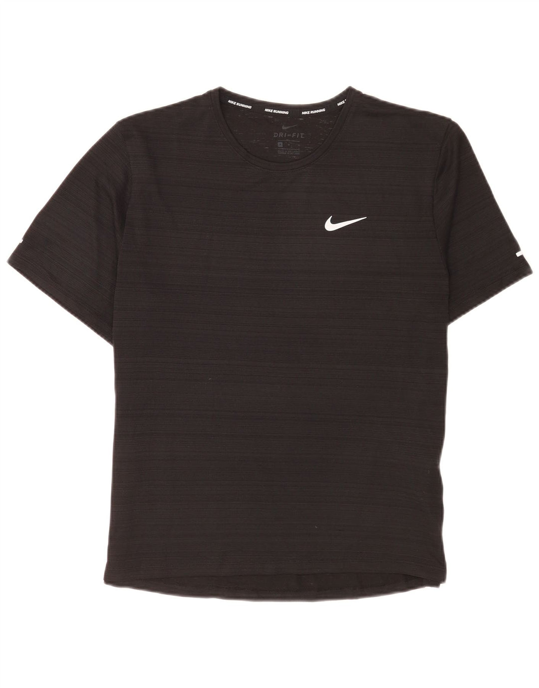 Nike Herren Dri Fit T-Shirt Top Mittelschwarzes Nadelstreifen-Polyester