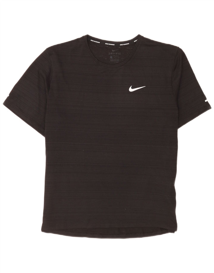 Nike Herren Dri Fit T-Shirt Top Mittelschwarzes Nadelstreifen-Polyester