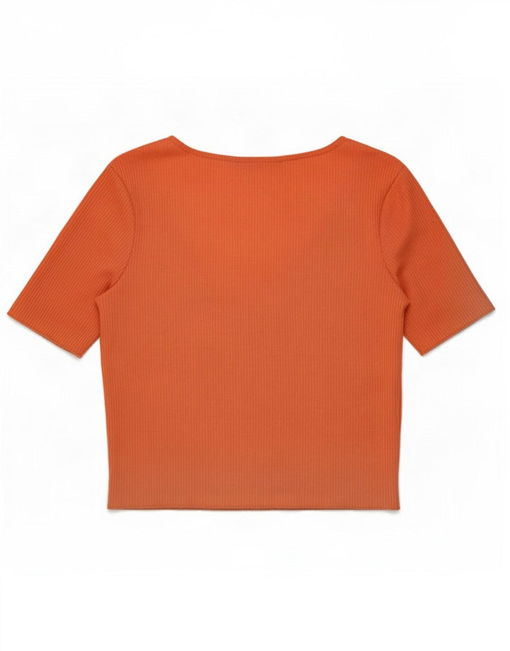Zara Damen Kurzarm-Crop-Top UK 12 Mittelrosa