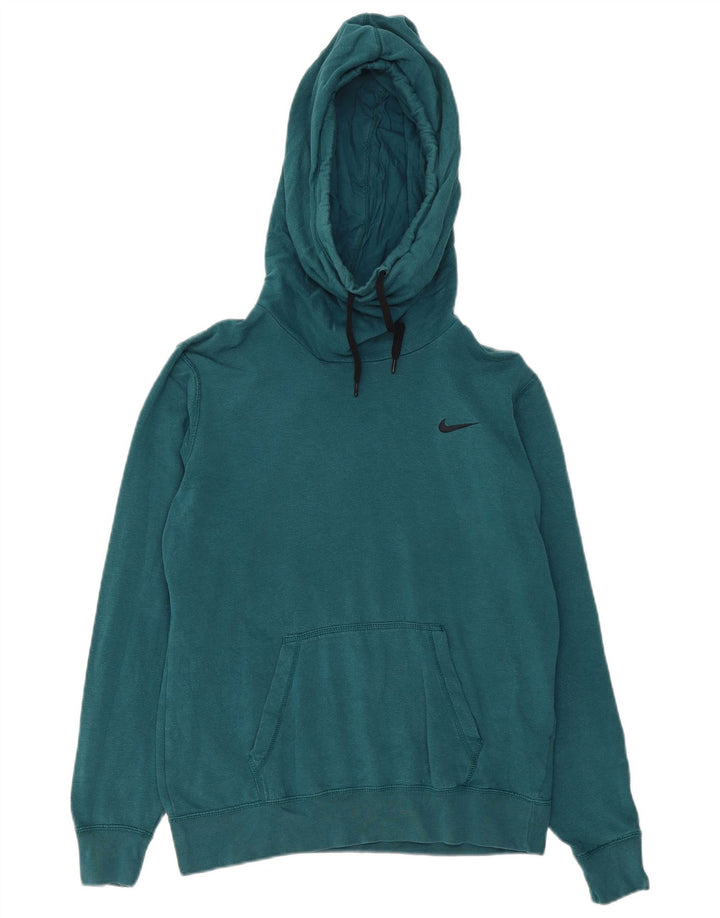 Nike Damen Kapuzenpullover UK 16 Große blaue Baumwolle