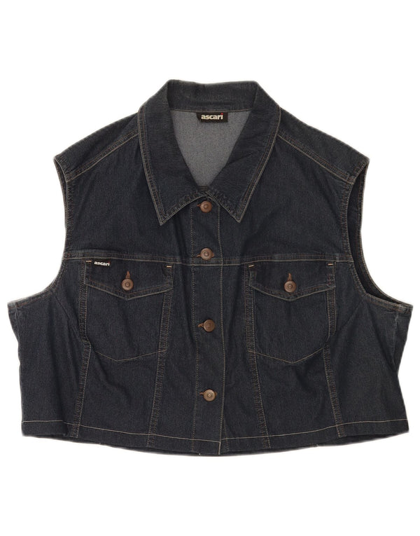 Ascari Damen Crop Denim Gilet UK 14 Large Marineblau