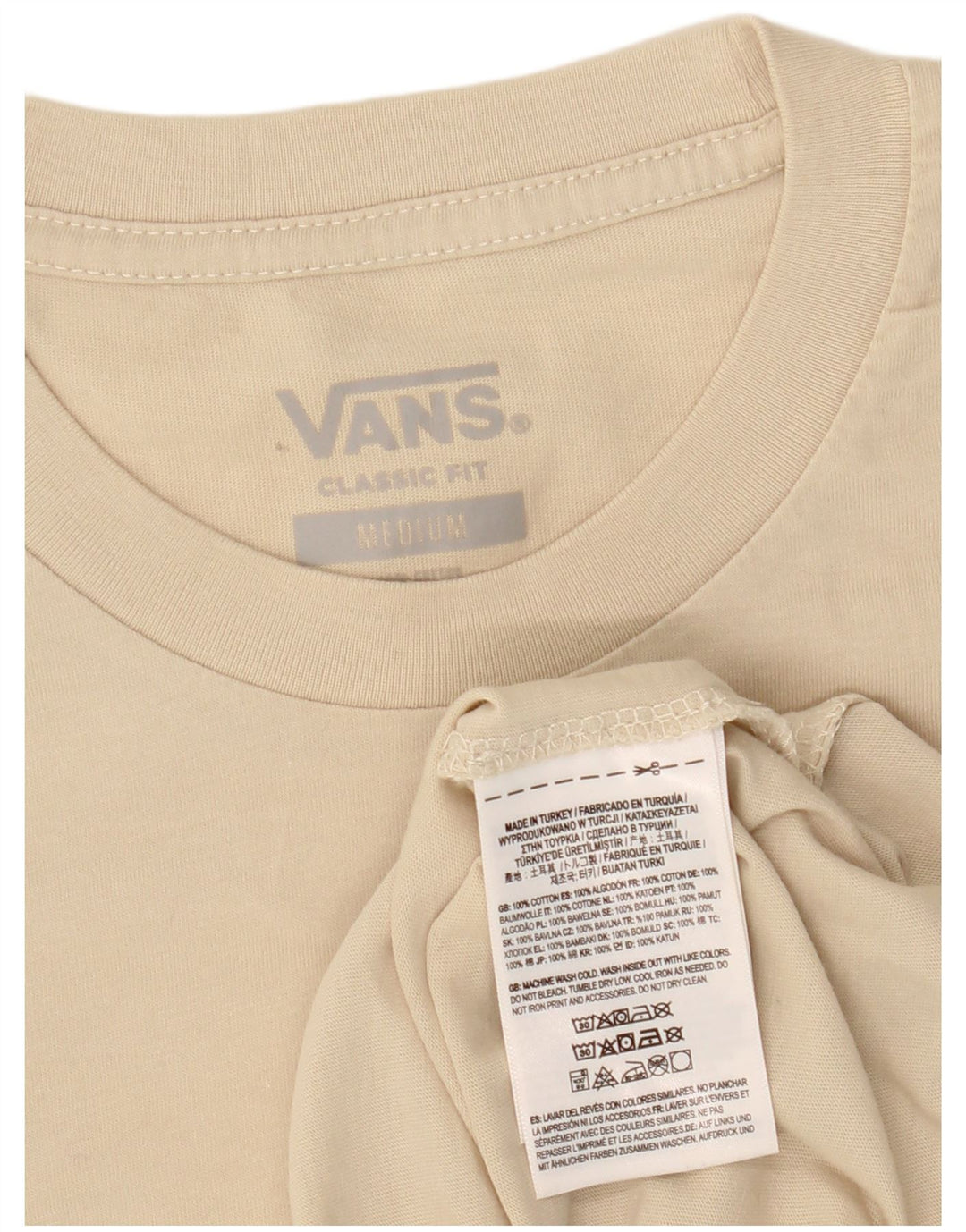 Vans Herren-T-Shirt mit klassischer Passform, mittelbeigefarbener Baumwolle