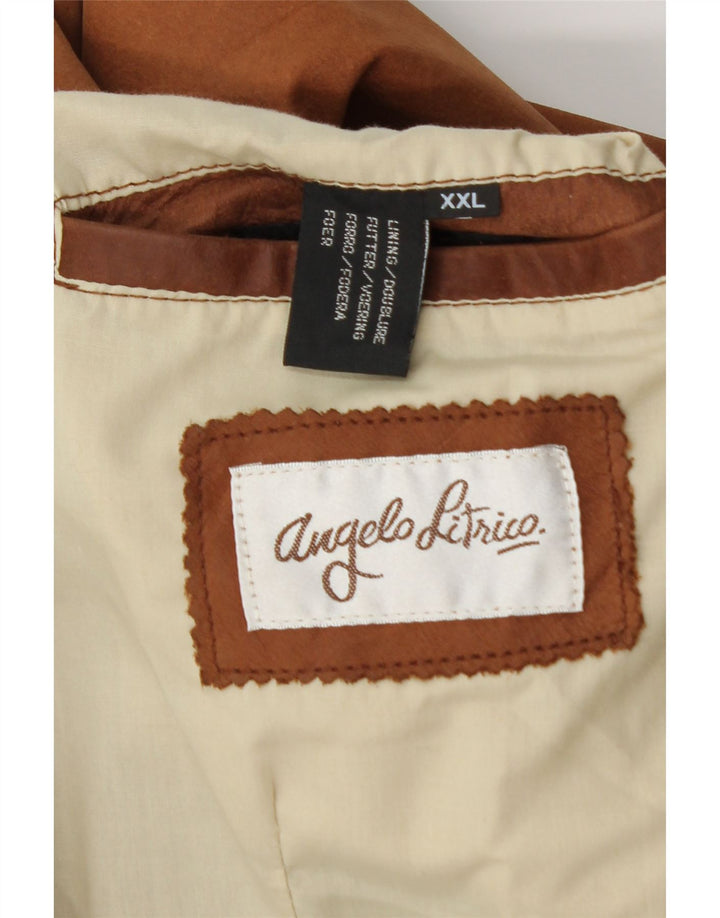 ANGELO LITRICO Herren Lederweste 2XL Braunes Leder