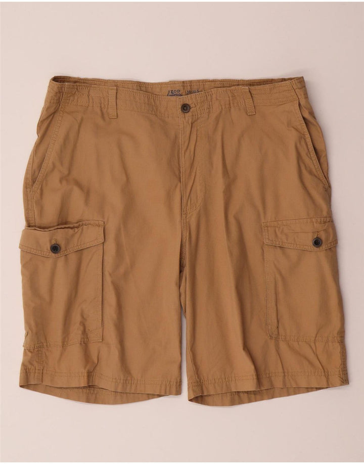 IZOD Mens Cargo Shorts W36 Large Beige Cotton