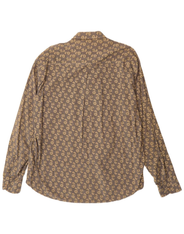 Vintage Herrenhemd XL Grau geblümte Viskose