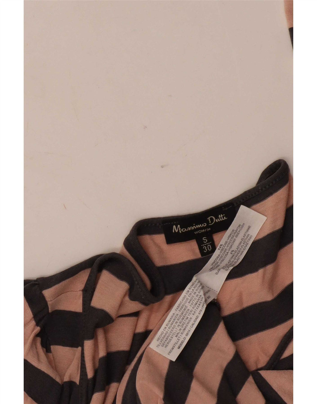 Massimo Dutti Damen Top Langarm UK 10 Kleine rosa gestreifte Viskose