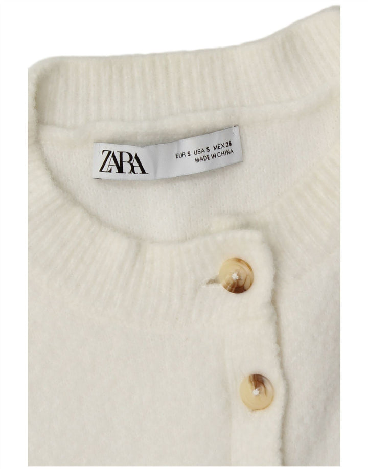 Zara Damen-Cardigan-Pullover UK 10 Small Weiß
